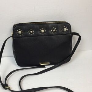 Tahari Black Glam Crossbody Bag with Embellishment